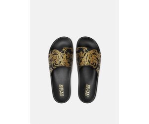 サンダル VERSACE JEANS COUTURE Men Sandals Blue 78YA3SQ3ZSC22 288 Versace Jeans Couture Blue Signature Platform Slide Sandals