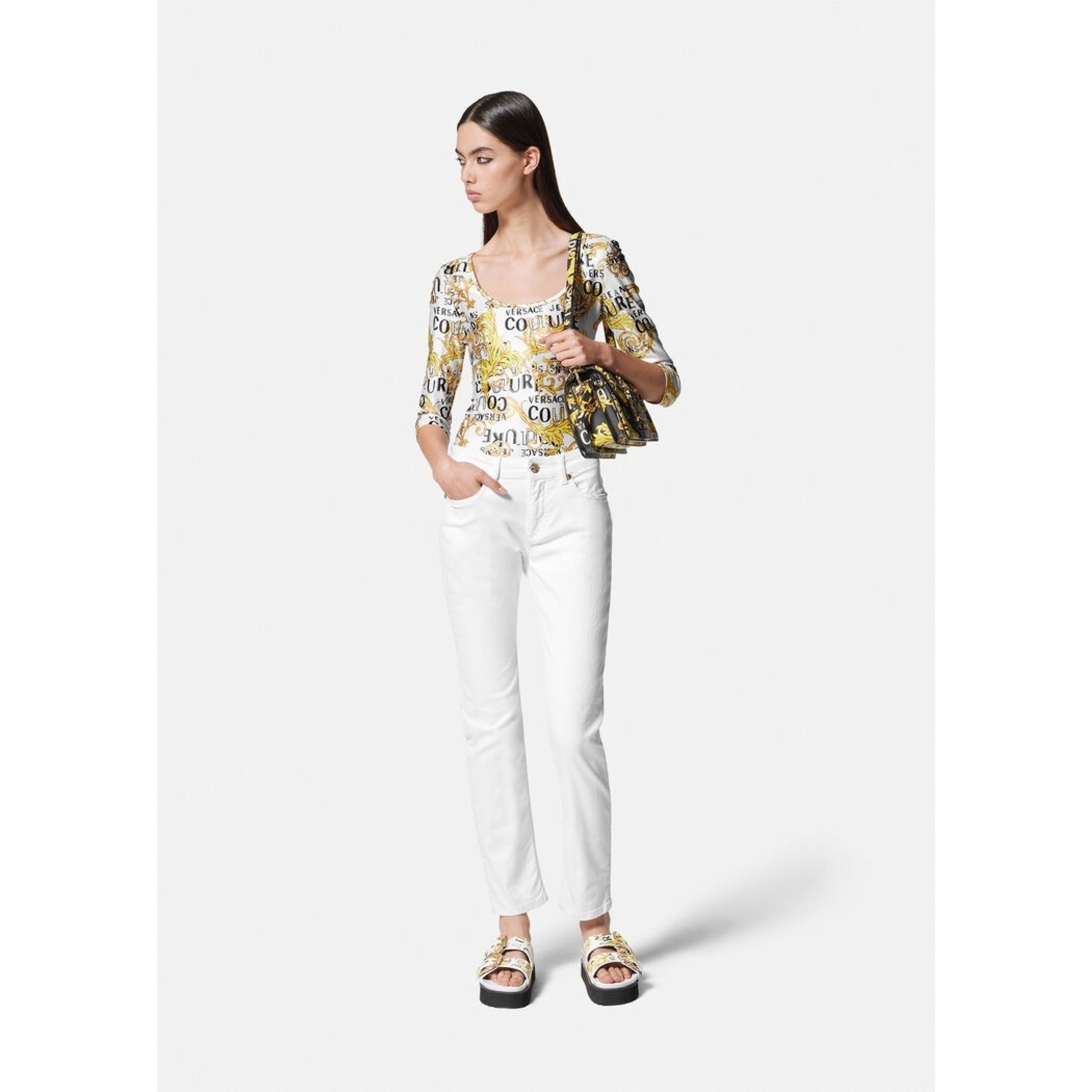 VERSACE Printed Trousers outlet  Women  1800 products on sale   FASHIOLAcouk