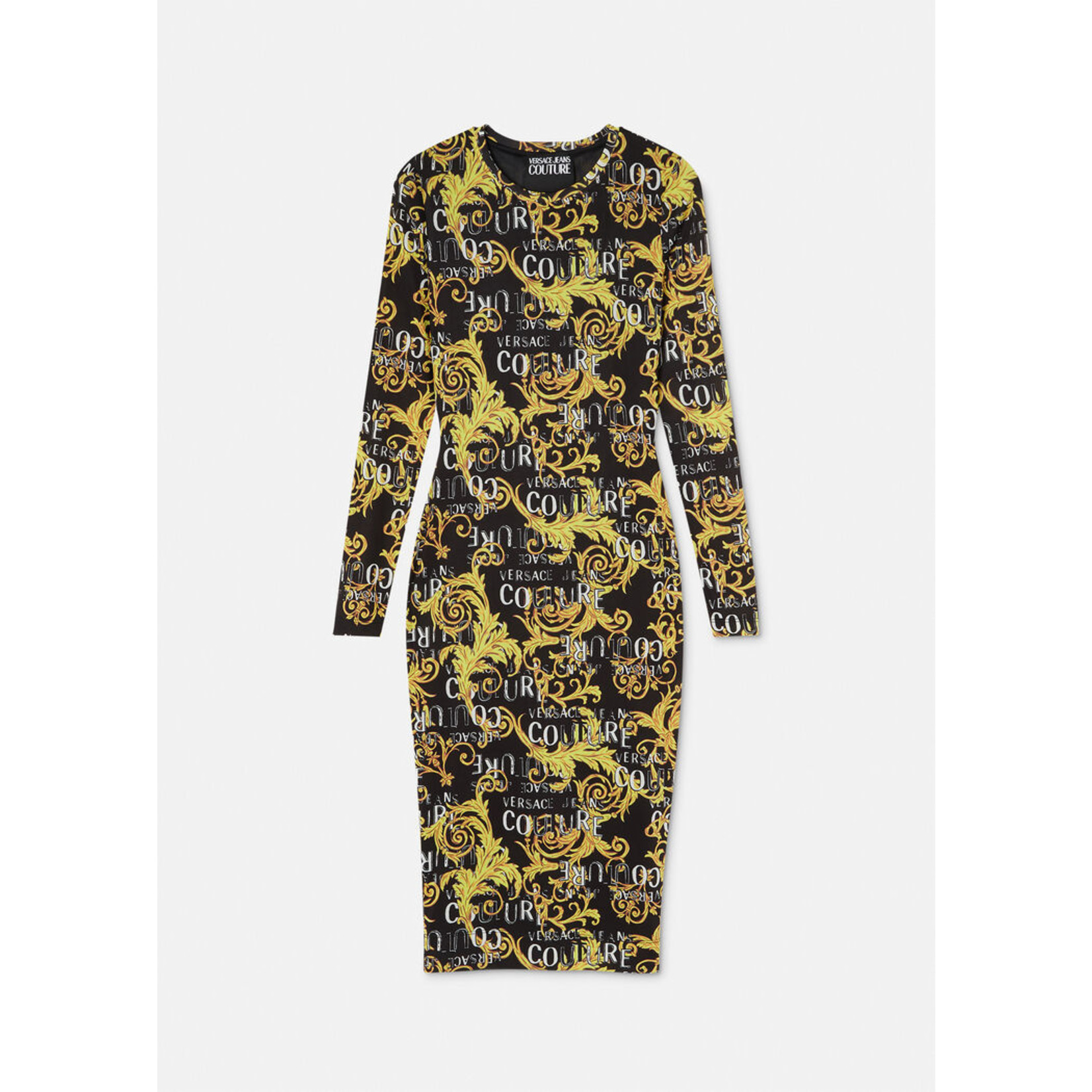 Versace Jeans Couture abstract-print asymmetric-hem dress - Yellow