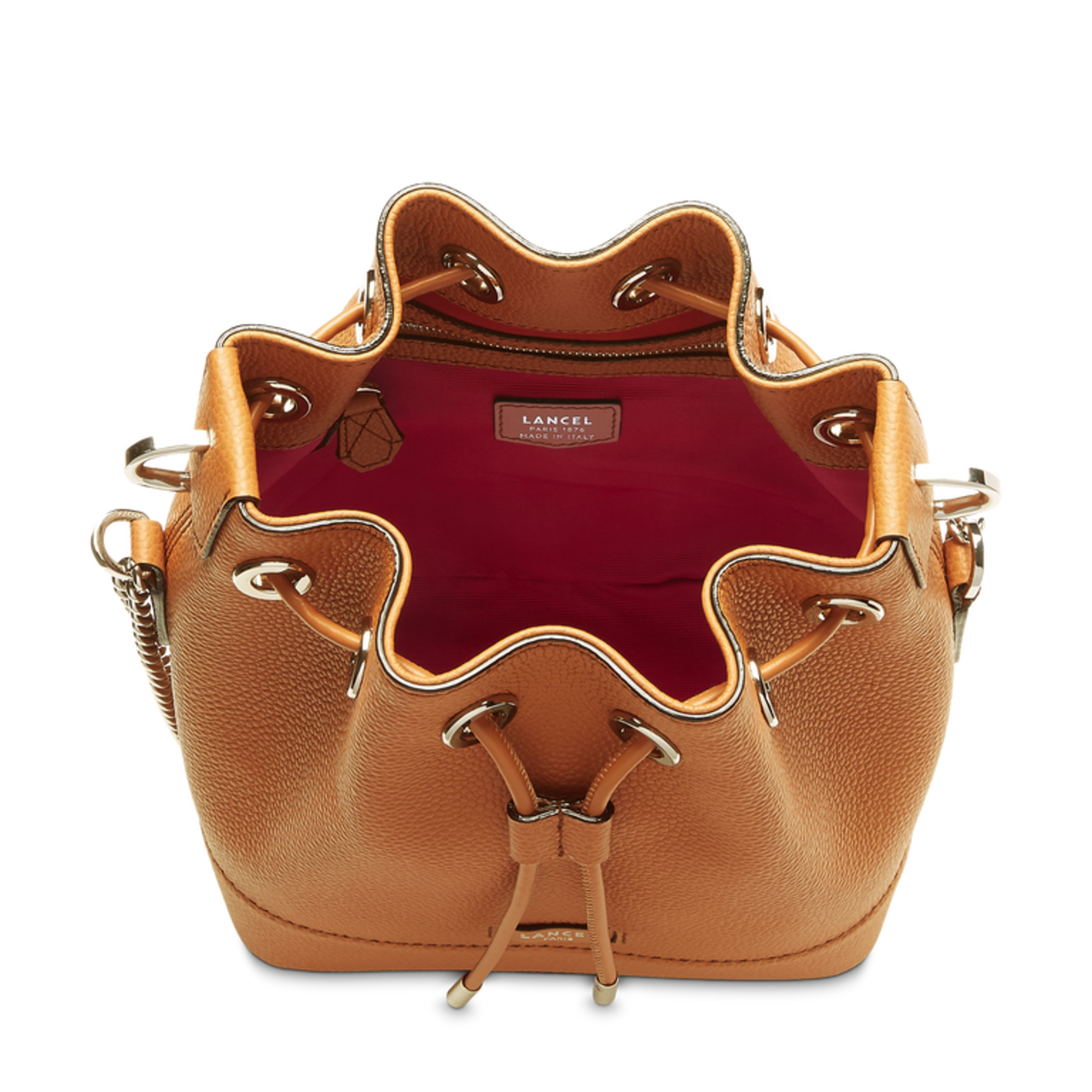 Camel Ninon mini faux-leather cross-body bag