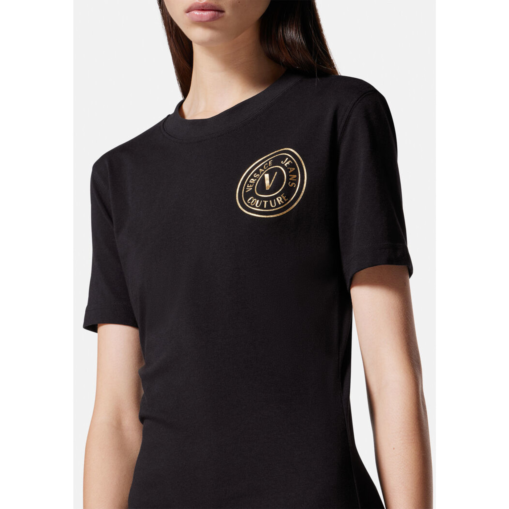VERSACE JEANS COUTURE, Jersey Basic Logo Dress, Black/Gold G89