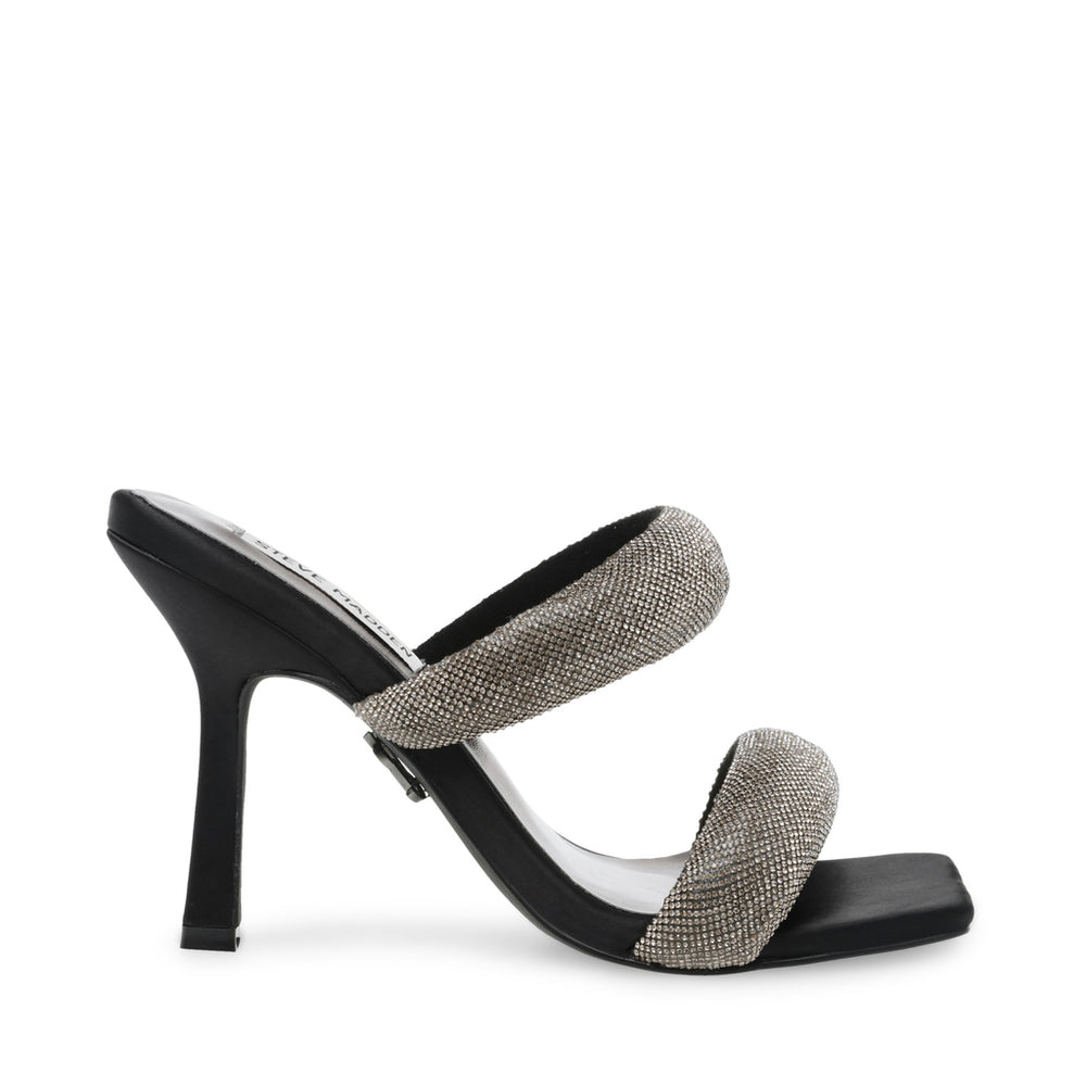 STEVE MADDEN 黒 スエード ミュール SYCAMORE Black Leather Square-Toe Mule Women's Heel – Steve