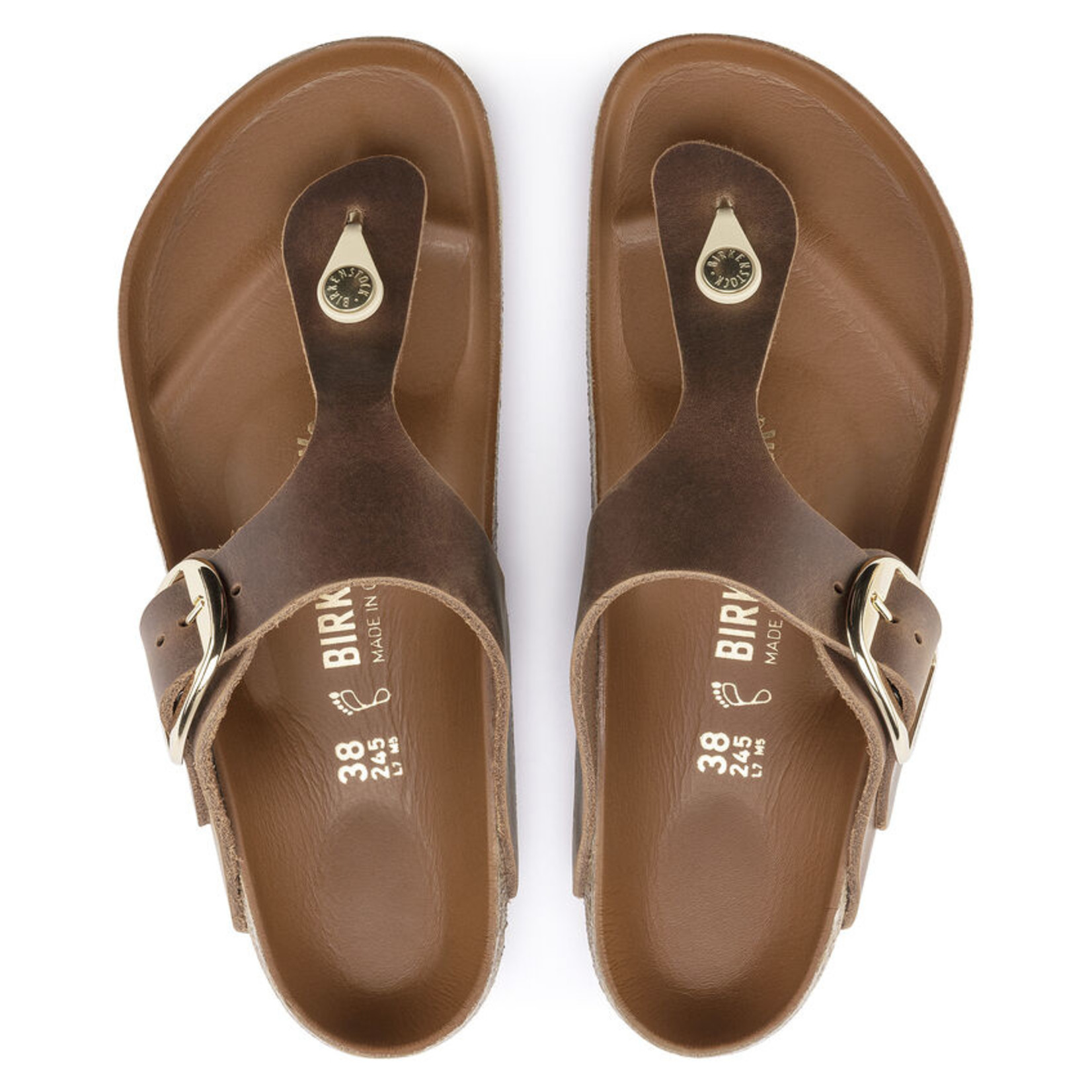 BIRKENSTOCK GIZEH BIG BUCKLE CUIR COGNAC 1018745 - REGULAR/WIDE