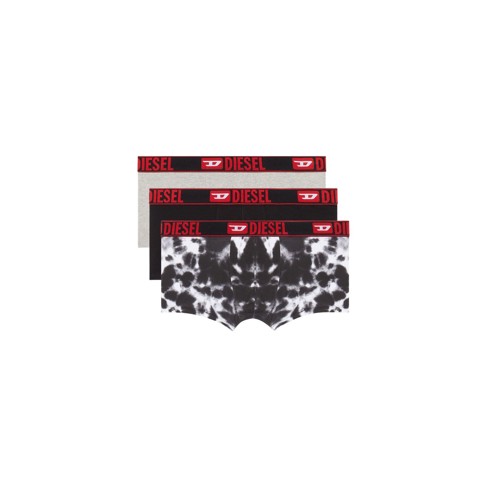 Diesel 3-Pack Denim Division Cotton Boxer Briefs - Red - Black - Grey