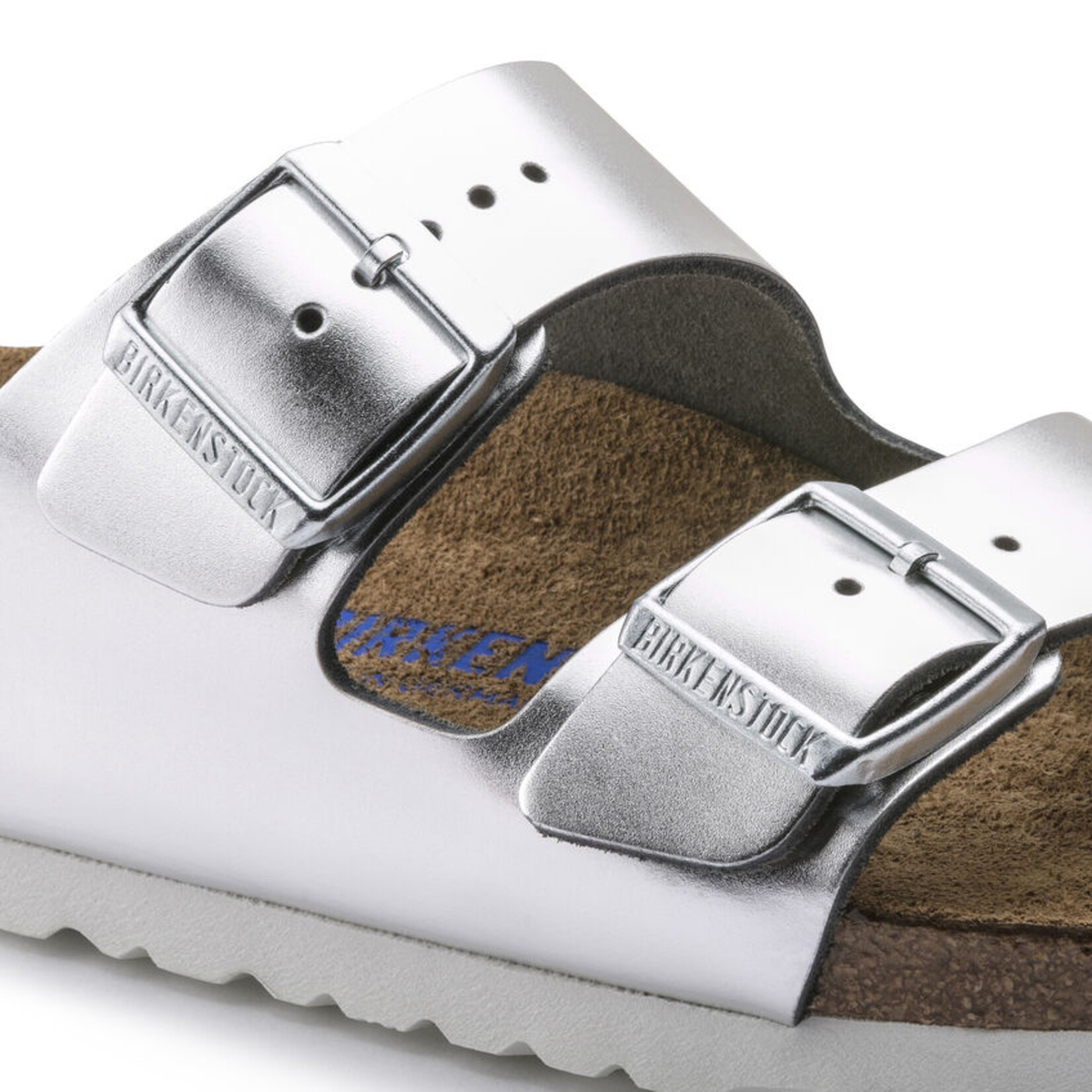 BIRKENSTOCK ARIZONA PIED SOUPLE CUIR METALLIC SILVER MEDIUM/NARROW 1005961