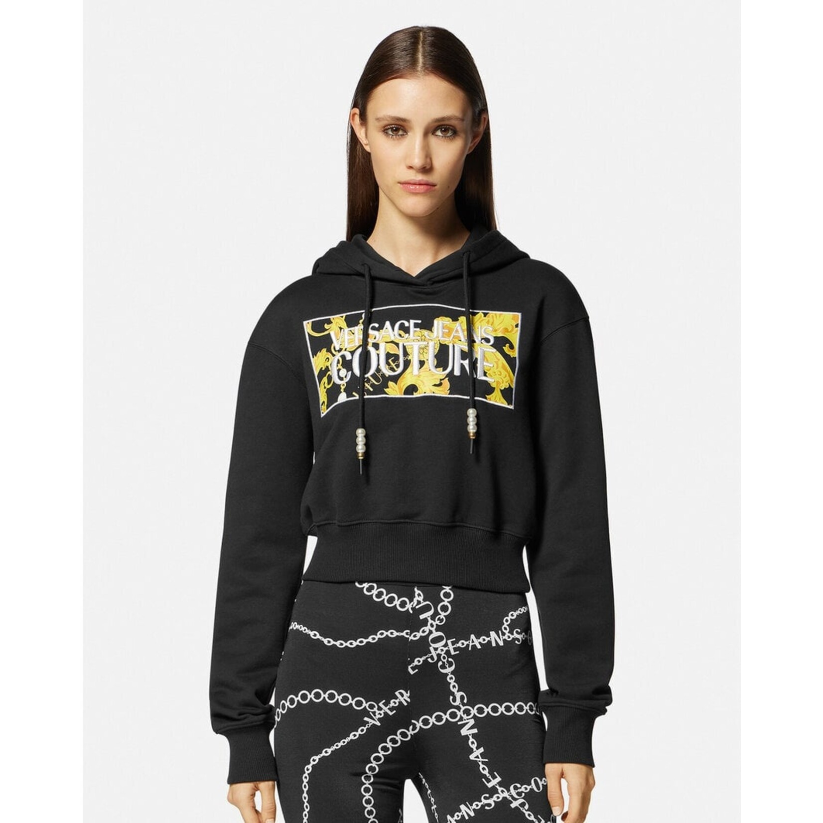 VERSACE JEANS COUTURE VERSACE JEANS COUTURE WOMEN'S CROP HOODIE 75HAIE01 CF00E