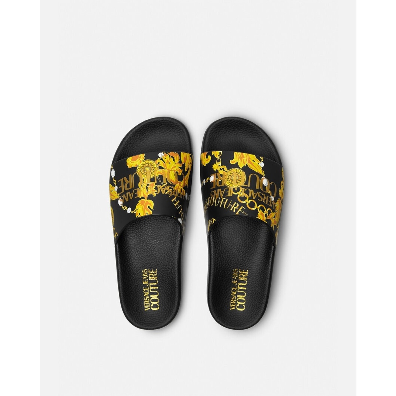 VERSACE JEANS COUTURE VERSACE JEANS COUTURE WOMEN'S SLIDE 75VA3SQ3 ZS834 G89 BLACK/GOLD