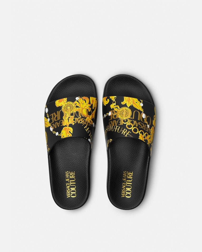 VERSACE JEANS COUTURE WOMEN'S SLIDE 75VA3SQ3 ZS834 G89 BLACK/GOLD