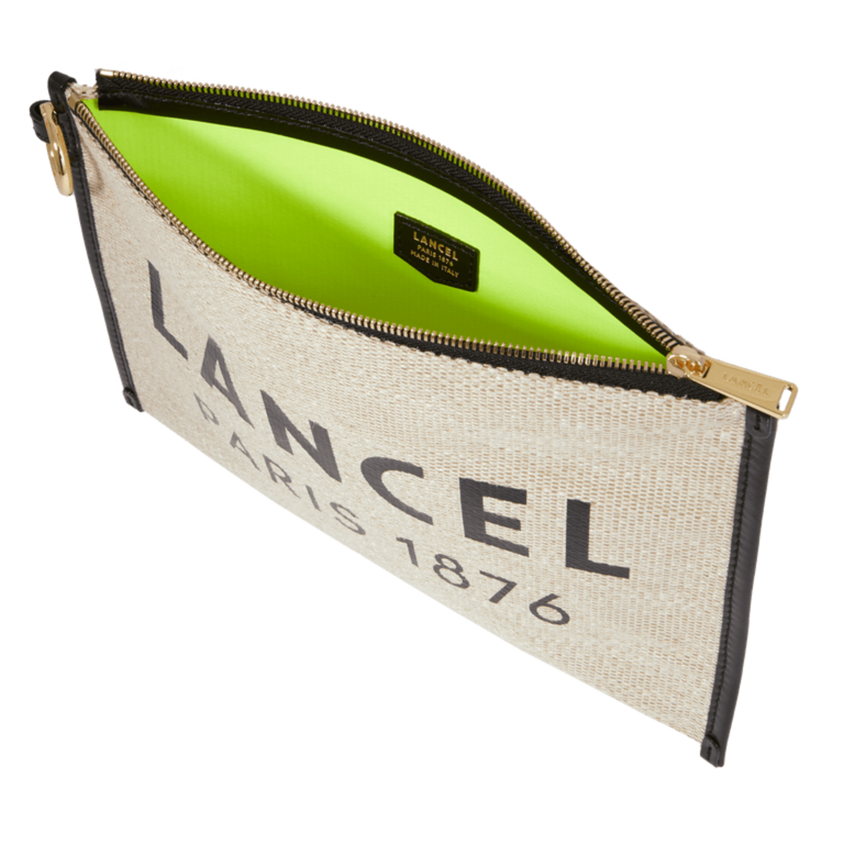 LANCEL LANCEL SUMMER TOTE POCHETTE ZIPPEE LARGE- 8A NATUREL/NOIR