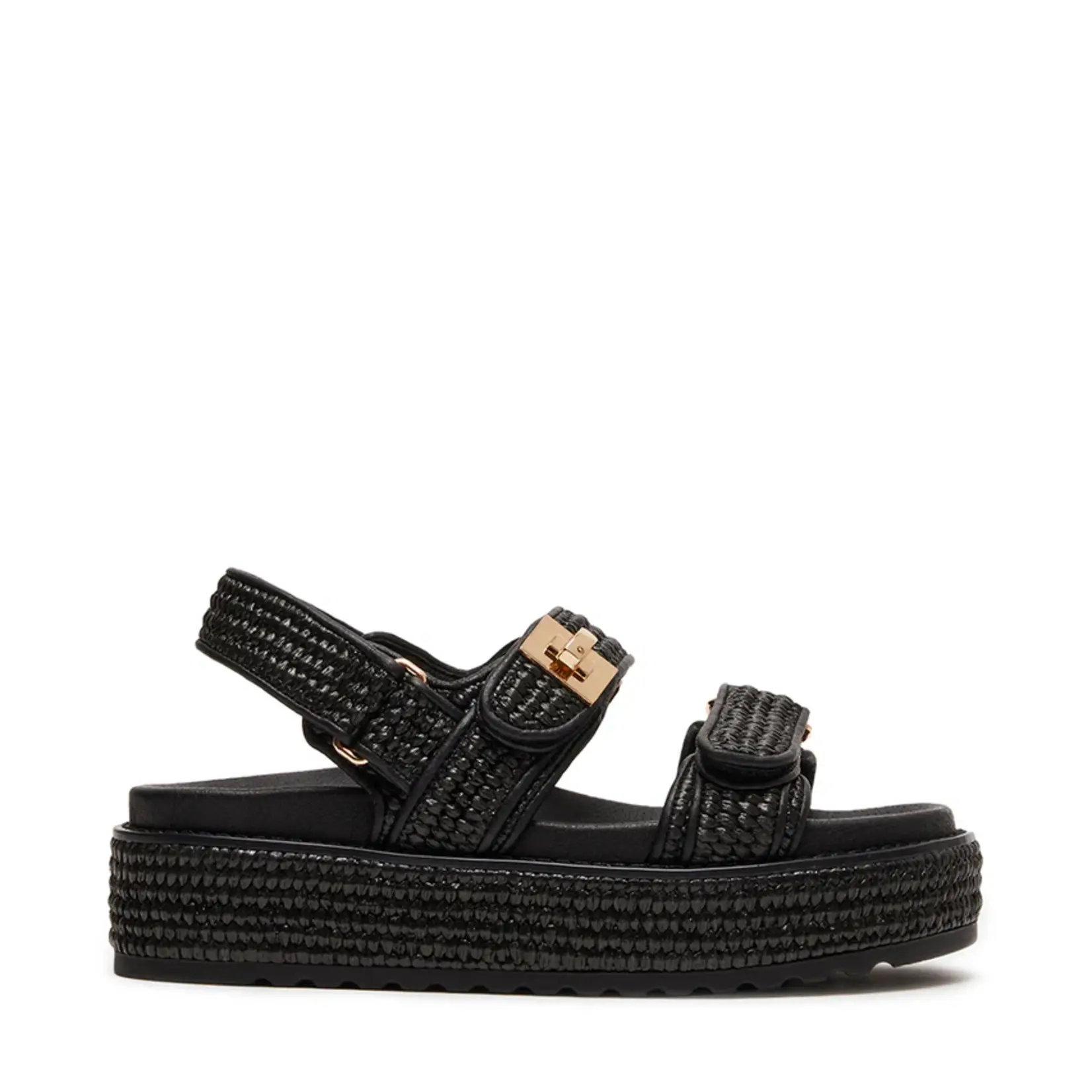 STEVE MADDEN STEVE MADDEN BIGMONA 00S BLACK RAFFIA