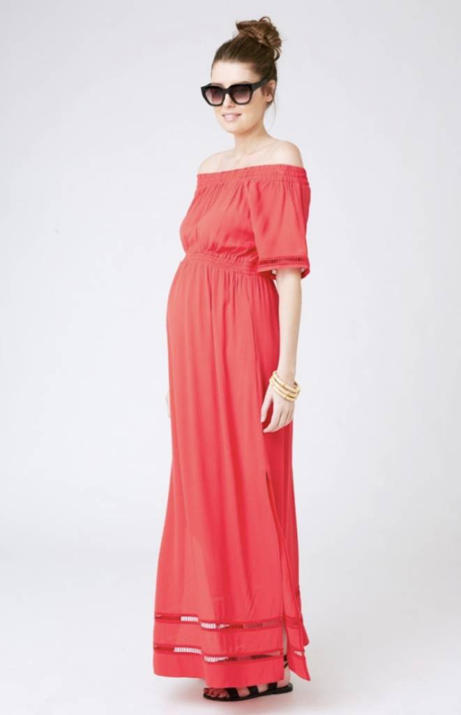 maternity cold shoulder floor length dress