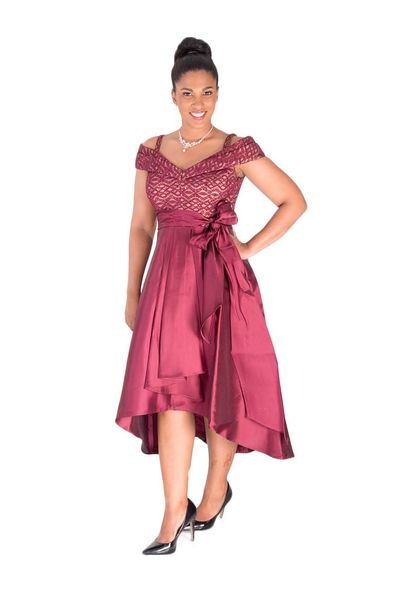 SAPPHIRE-Off the shoulder High Low Dress