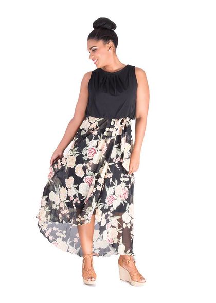 Shelby & Palmer FATIMA-Printed Hi-Lo with Solid Top