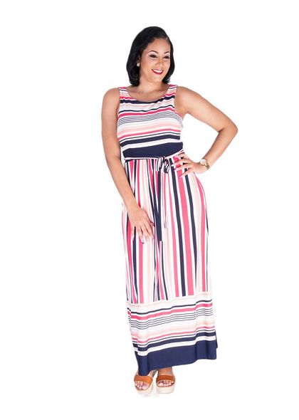 Sandra Darren YOSHI-Striped Printed Maxi Dress