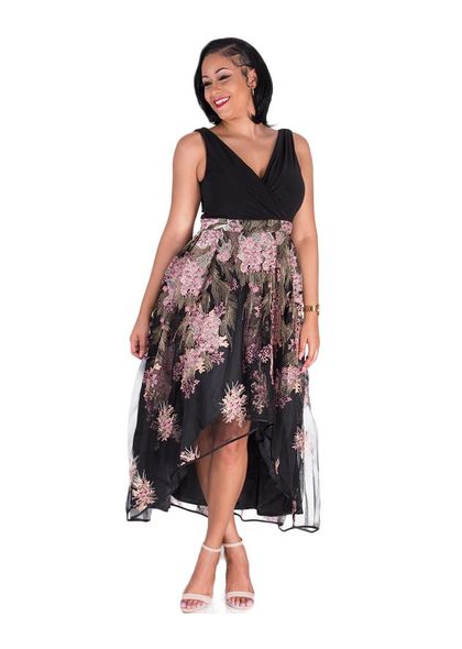 MIDGE-Embroidered Sleeveless Gown