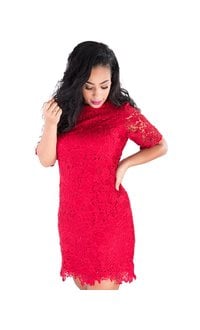 LEISA-Lace Short Sleeve Dress