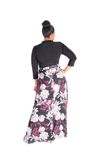 FIANNA- Solid and Floral Full Length Dress