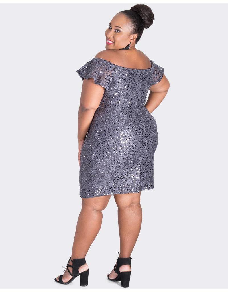 off the shoulder sequin dress plus size