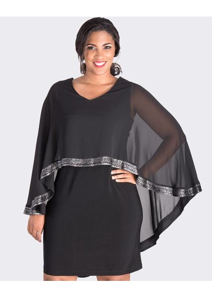 FORTUNATA- Cape Shift Dress