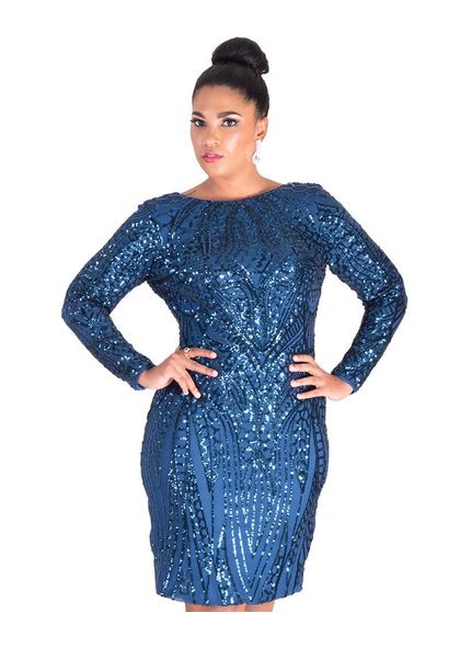 MACEN- Long Sleeve Sequined Dress