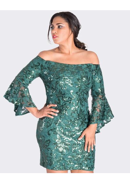 LUCIA- Sequined Off the Shoulder Dress