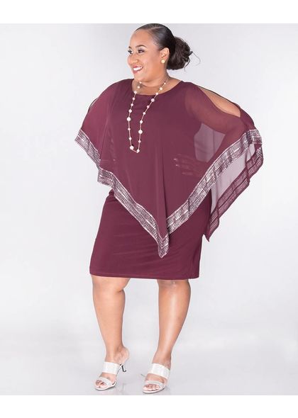 Fortuna- Plus Size Handkerchief Pop Over Shift Dress