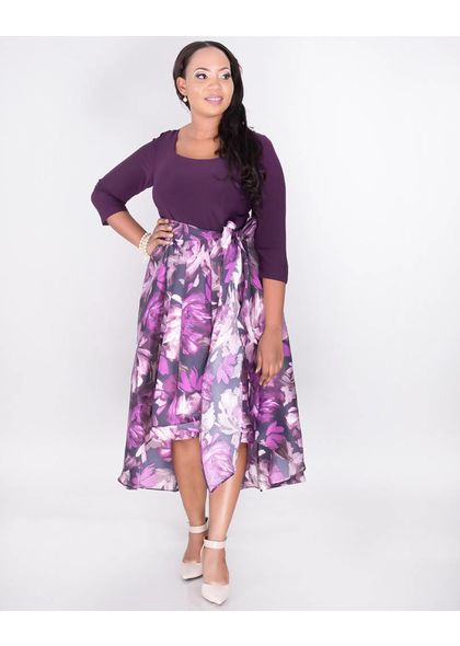 SIENNA- Plus Size Two Tone High Low Dress
