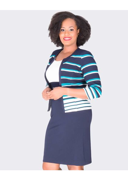 Studio One BETTY - Color Block Dress with Long Sleeve Jacket
