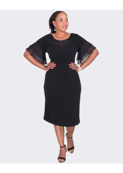 BECHET-Bejeweled Neck Dress