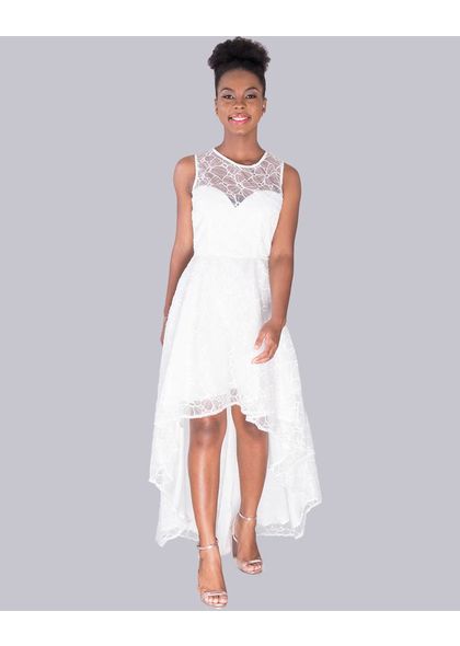 MADERIA- Petite Illusion High Low Dress