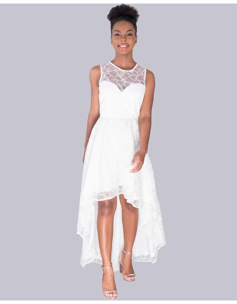 white high low dress
