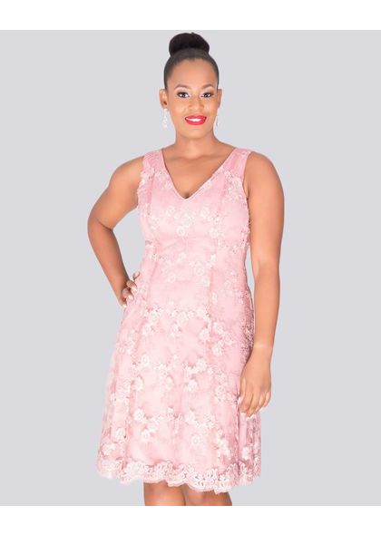 MIMI - Sleeveless Lace Overlay Dress