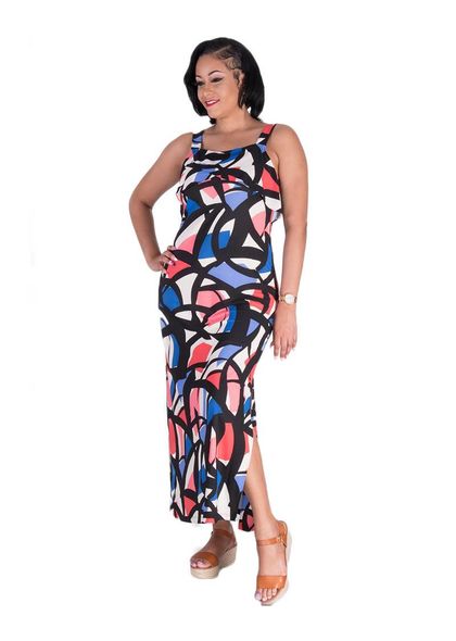 Nine West INDEE-Printed Maxi Dress with Slips