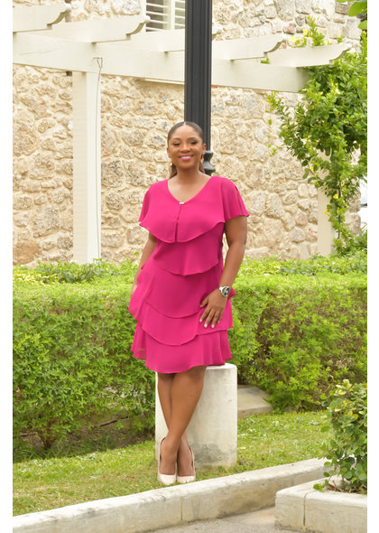 FELICIDAD- Flutter Cap Sleeve Dress