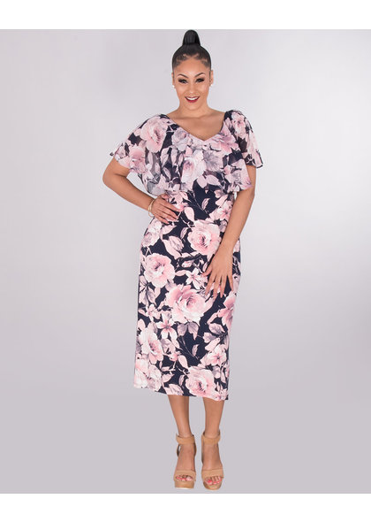ISABEL- Printed Caplet Dress
