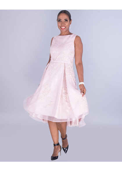 GLAMOUR MARLO- Embroidered Sleeveless Mesh Dress