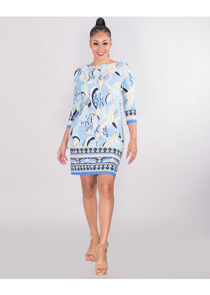 IRIDA- Printed Three Quarter Sleeve Dress