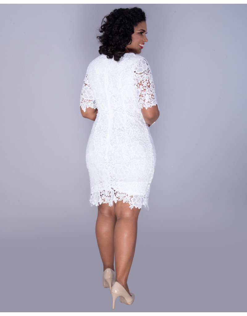 Sandra Darren CARMELITA-Crochet Lace 3/4 Sleeve Dress