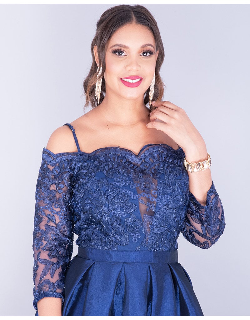 TARA- Lace Top Off Shoulder Gown