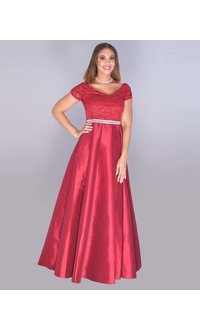 TANYA- Glitter Lace Top Bejeweled Waist Gown
