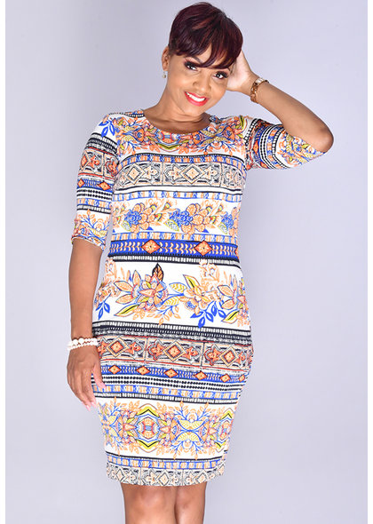 UDANTIKA-Printed 3/4 Sleeve Dress