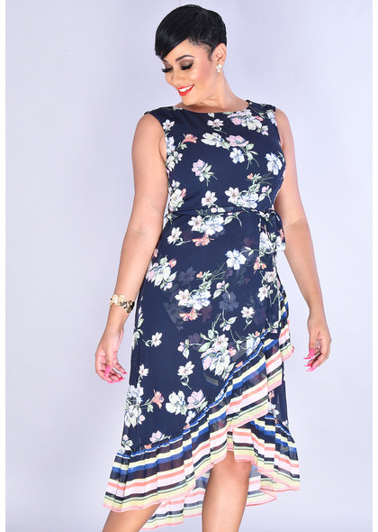 Studio 1 FADIZA- Floral Sleeveless Chiffon Wrap Dress