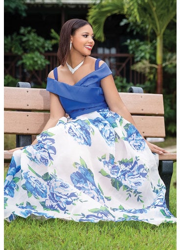 OLIVIA- Floral Stain Off Shoulder Dress