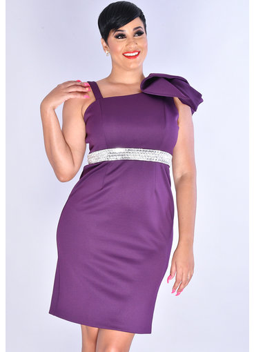 UDERA- Jewel Waist Line 1 Shoulder Dress