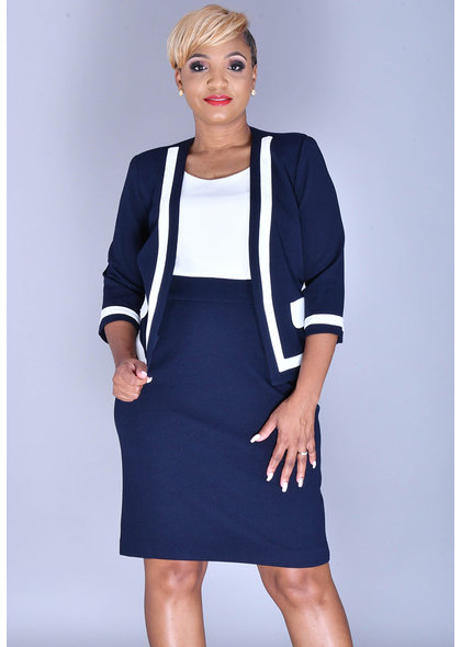 Studio 1 BRIGID- 2 Tone Dress with Contrast Jacket