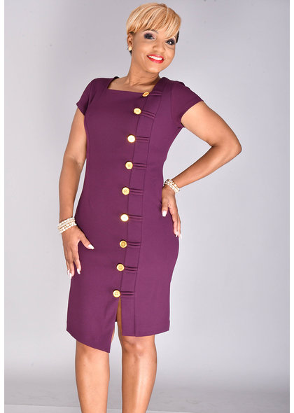 Shelby & Palmer RAGIA- Square Neck Dress with Button at Side