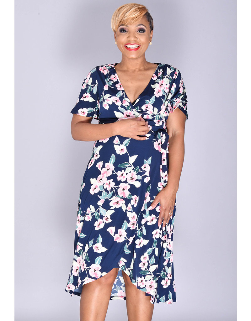 Jessica Howard IDOLINE- Floral Faux Wrap with Bell Sleeves