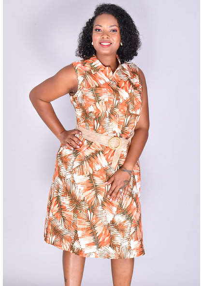 Shelby & Palmer NOUVEL- Leaf Print Button Down Dress