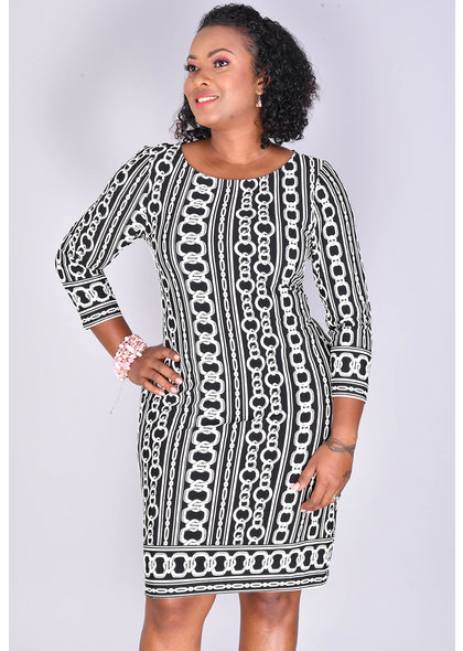 IRIDA- Chain Print 3/4 Sleeve Dress