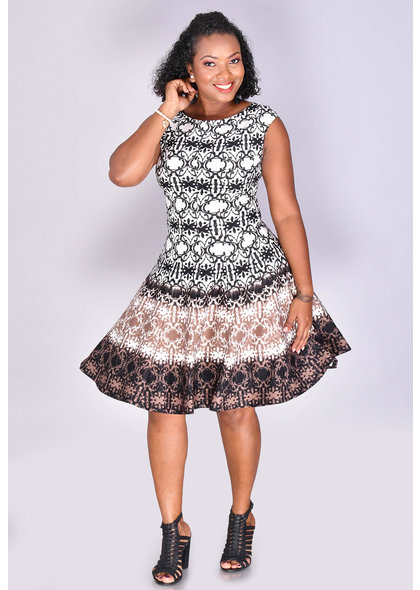 ULVA- Printed Fit and Flare Dress